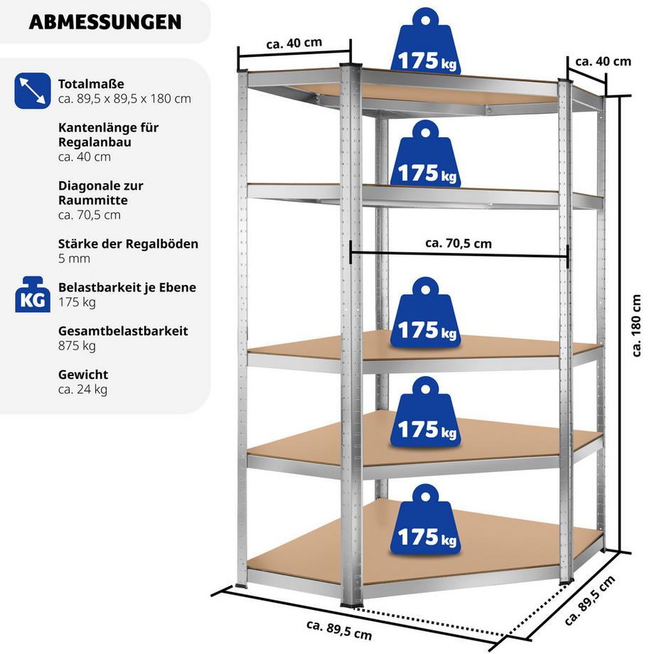 Tectake Schwerlastregal   in verschiedenen Ausführungen verzinktes Stahlgestell  