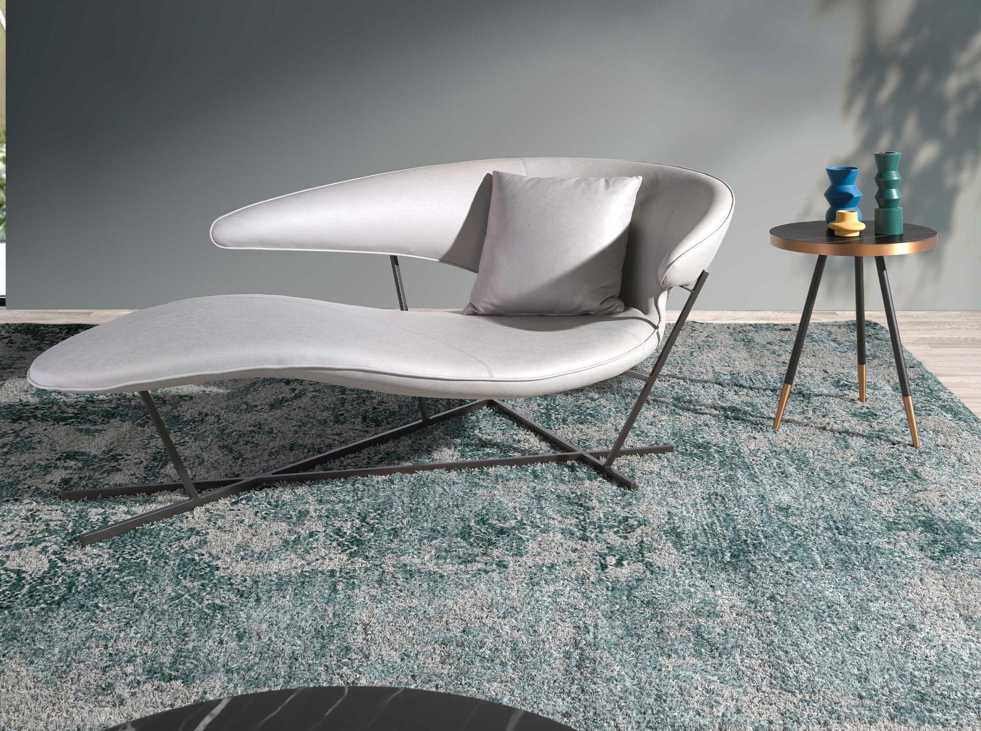 ANGEL CERDA Table d'angle ronde en marbre porcelaine et acier noir  