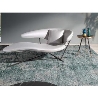 ANGEL CERDA Table d'angle ronde en marbre porcelaine et acier noir  