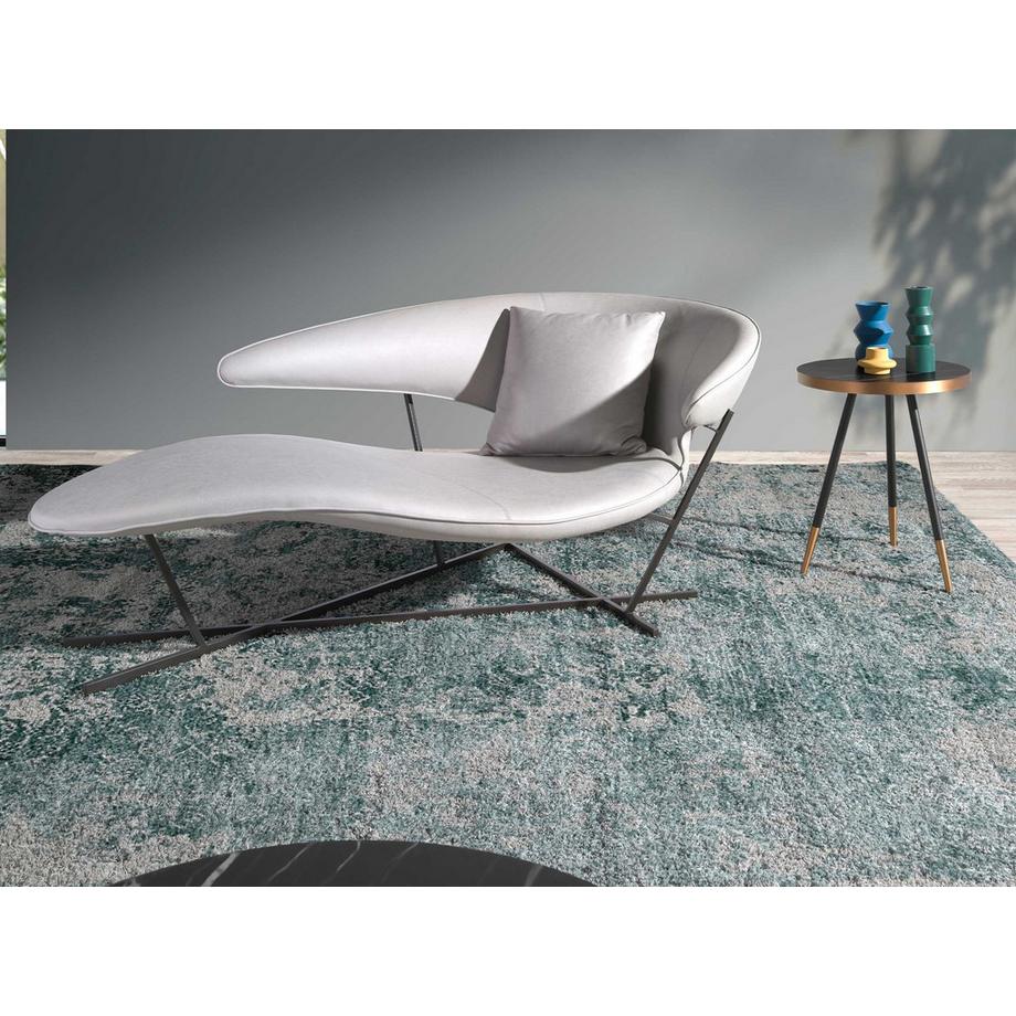 ANGEL CERDA Tavolo rotondo ad angolo in marmo porcellanato e acciaio nero  