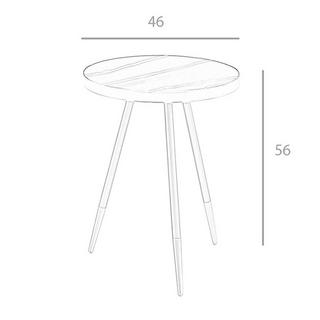 ANGEL CERDA Table d'angle ronde en marbre porcelaine et acier noir  