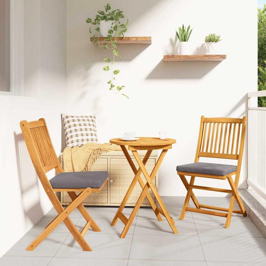 VidaXL Ensemble bistro de jardin bois d'acacia massif  