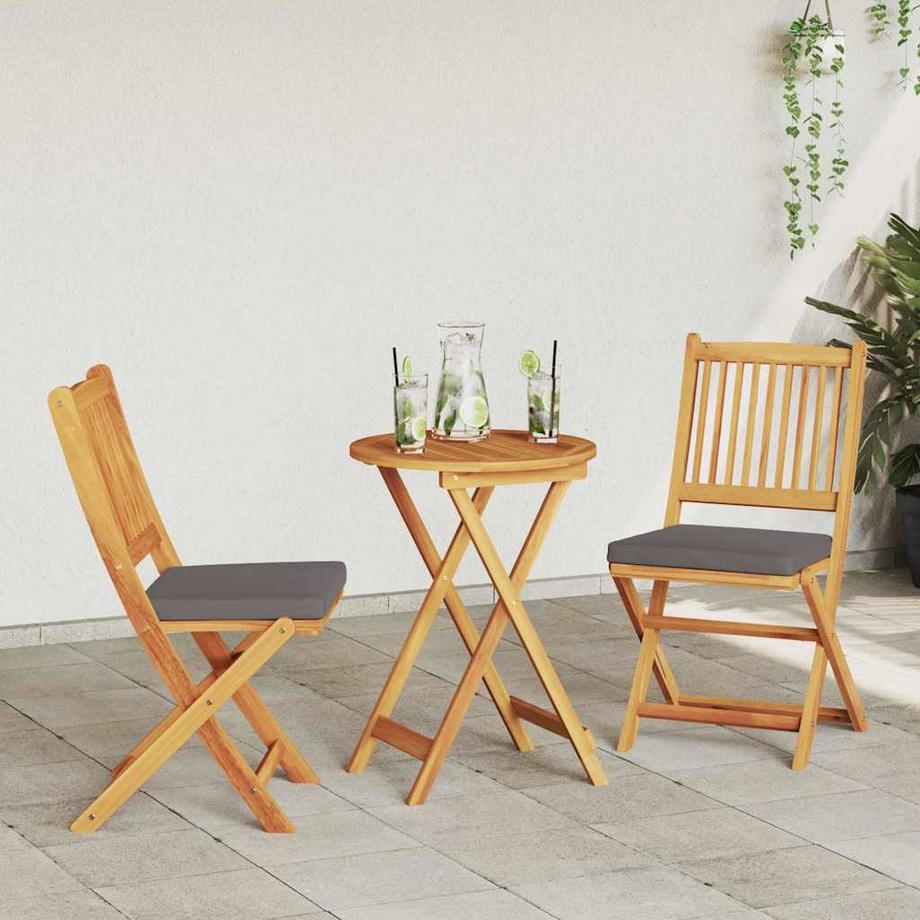 VidaXL Ensemble bistro de jardin bois d'acacia massif  