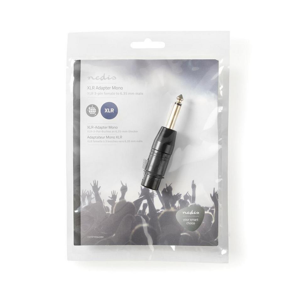 Nedis  XLR-Adapter | XLR 3-polig weiblich | 6,35 mm männlich | vernickelt | gerade | Metall | | 1 St. | Plastikbeutel 
