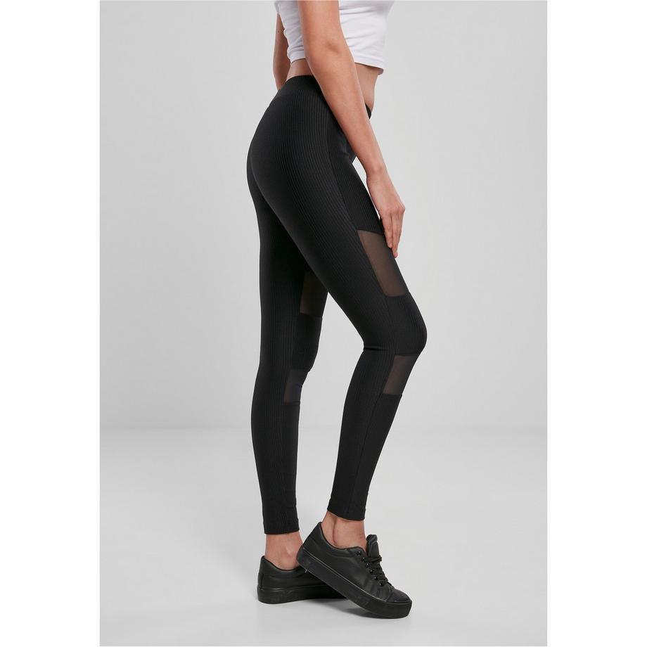 URBAN CLASSICS Legging côtelé avec empiècements en mesh  