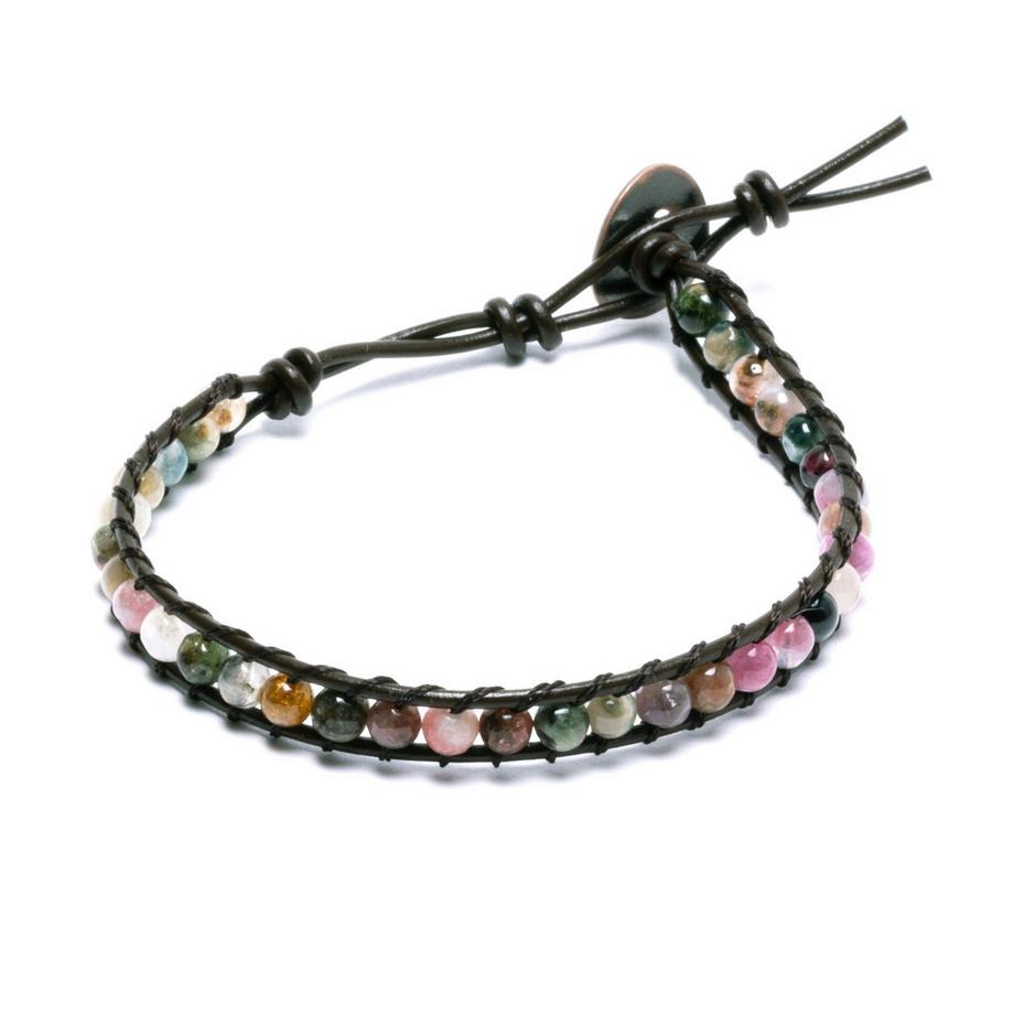 Balibay  Lina  Lederarmband mit 4mm Turmalin Steinen 