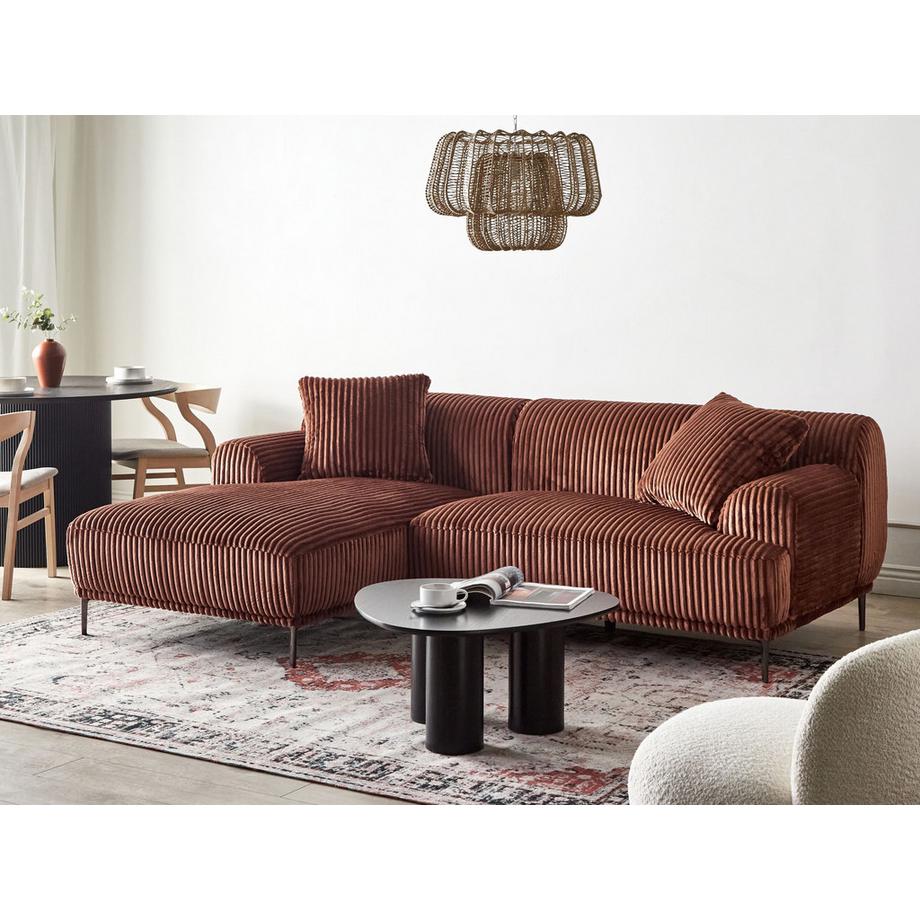 Beliani Canapé d'angle en Velours côtelé Rétro STENUM  
