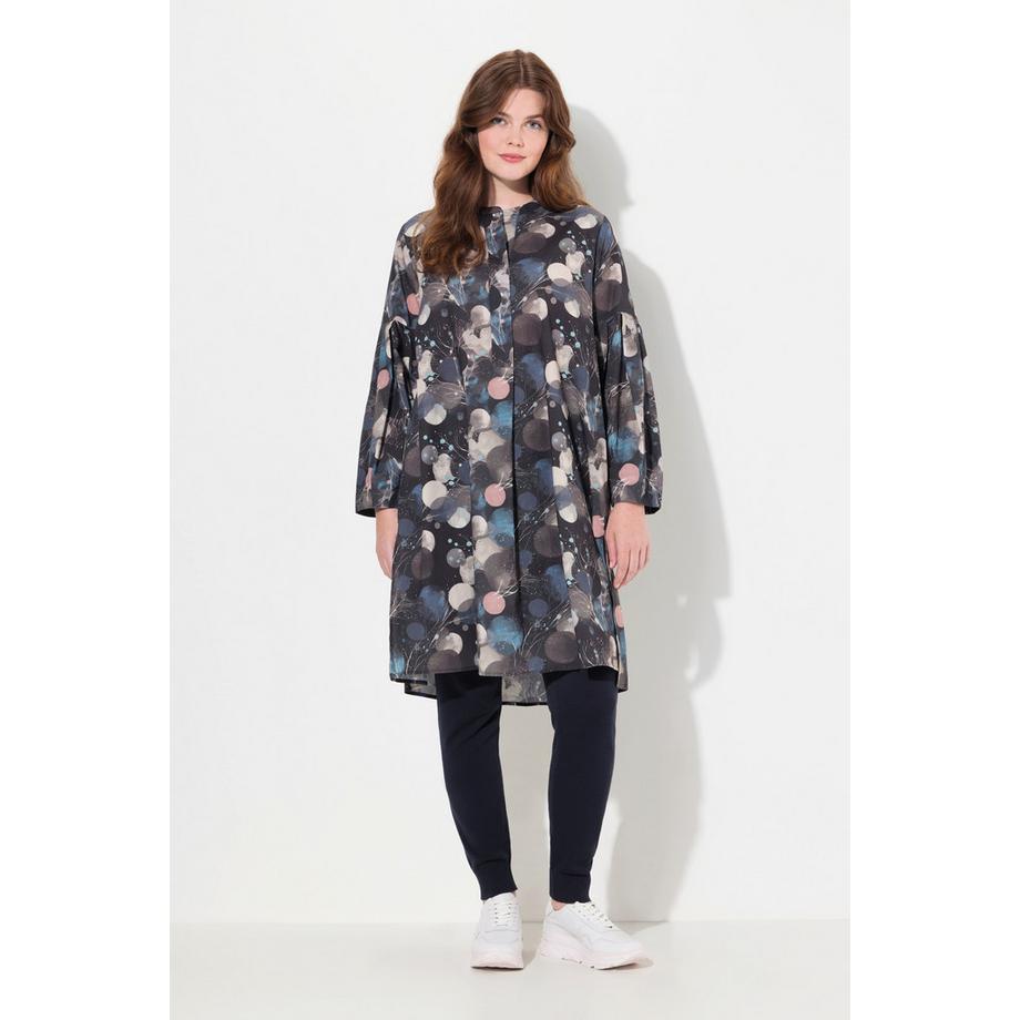 Ulla Popken Longbluse A-Linie Rundhals Langarm Biobaumwolle  