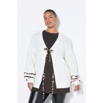 Cardigan oversize, nœuds motif léopard