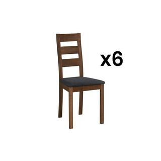 Vente-unique Lot de 6 chaises ALCINO Hêtre tissu  Noyer  