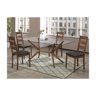 Vente-unique Lot de 6 chaises ALCINO Hêtre tissu  Noyer  