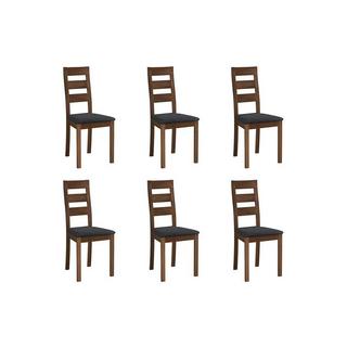 Vente-unique Lot de 6 chaises ALCINO Hêtre tissu  Noyer  