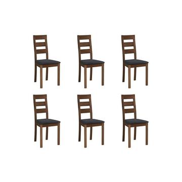 Lot de 6 chaises ALCINO Hêtre tissu  Noyer