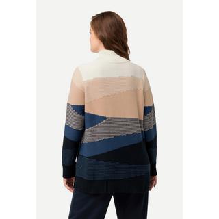 Ulla Popken  Pull en Jacquard de coton bio. Manches longues et col montant. 