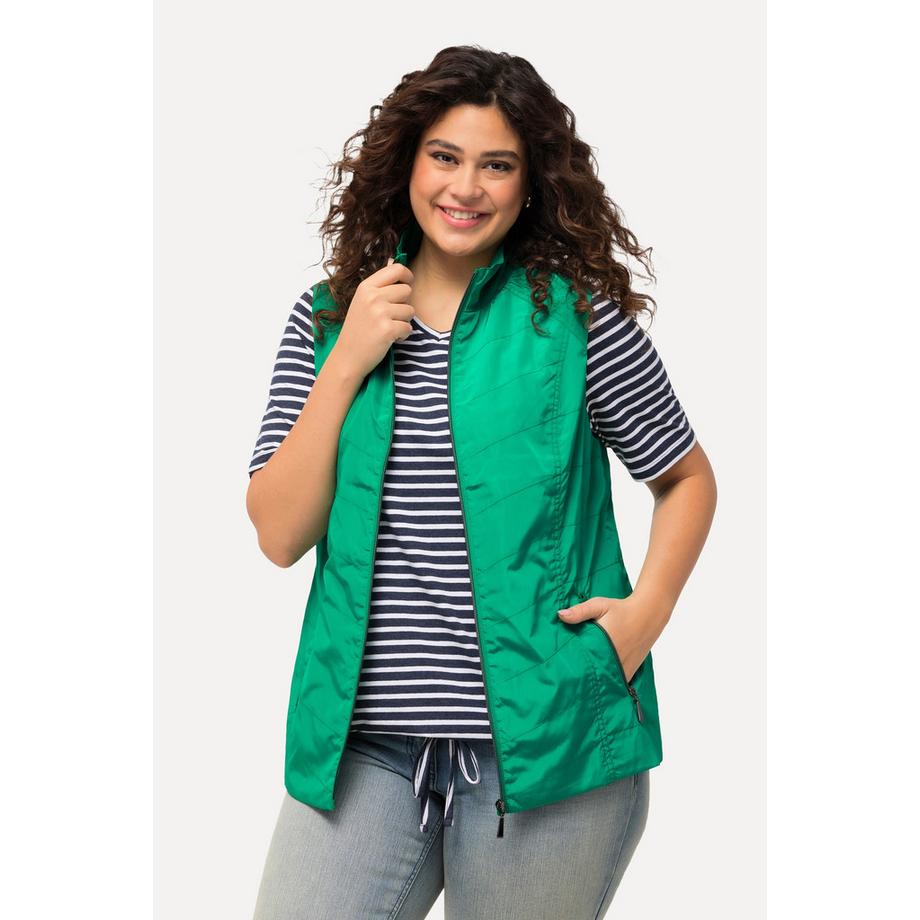 Ulla Popken Weste Ziernähte Stehkragen Reissverschlusstaschen  