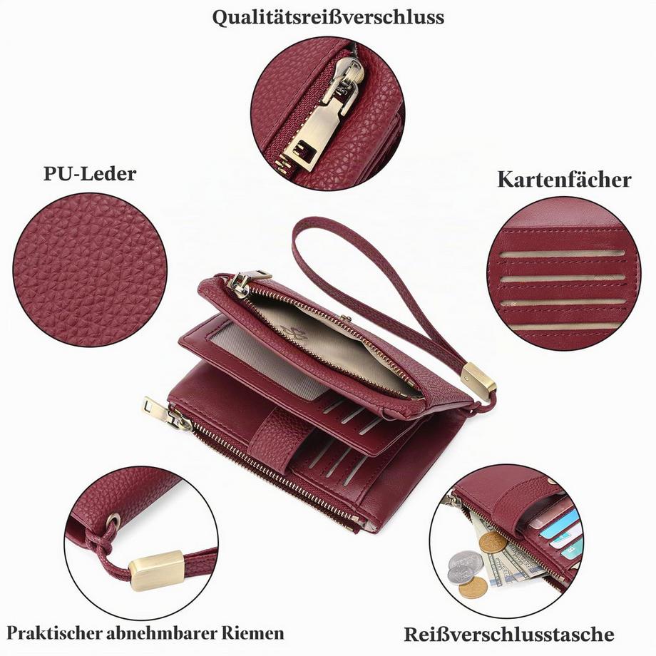 Only-bags.store Mittelgroßes Portemonnaie, dreifach faltbares Lederportemonnaie, RFID-Blockierung  