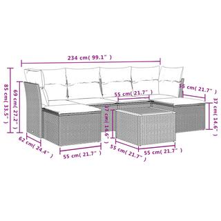 VidaXL Ensemble de canapés de jardin rotin synthétique  