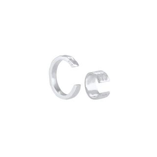 Elli  Ohrringe Earcuff Set Geo Look Gehämmert Organic 925 Silber 