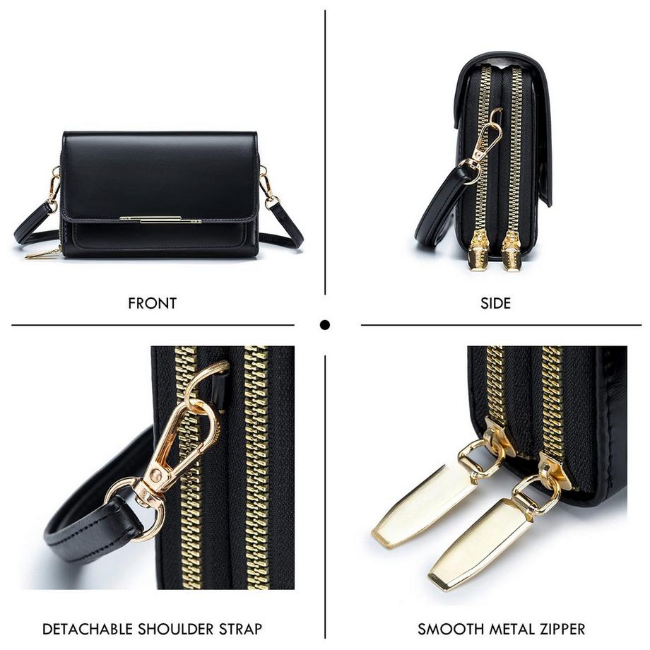 Only-bags.store Sac à Bandoulière en Cuir PU Porte Passeport Téléphone avec Fente pour Carte Bandoulière Réglable Détachable  