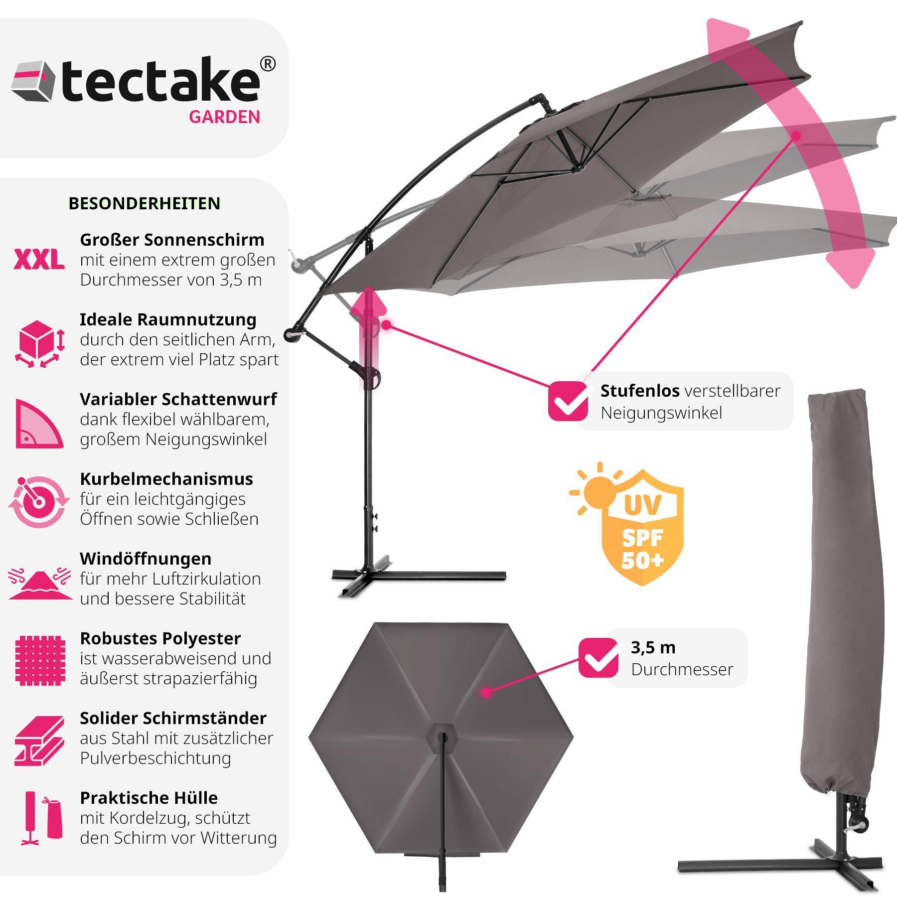 Tectake ombrellone 350 cm diametro  