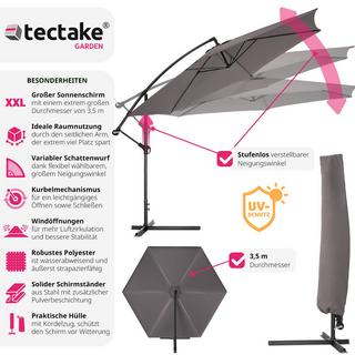 Tectake Sonnenschirm Ampelschirm Ciccio Ø 350cm mit Schutzhülle  