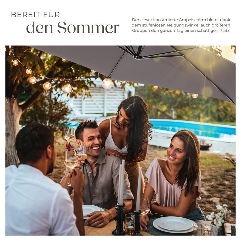 Tectake Sonnenschirm Ciccio Ø 350 cm leichtgängiger Mechanismus  