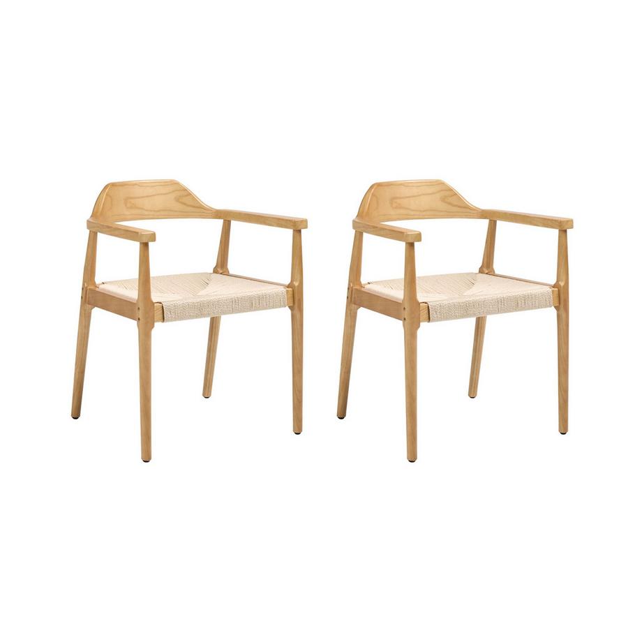 Esszimmerstuhl 2er Set aus Gummibaumholz Retro OAKDALE