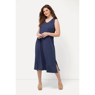 Ulla Popken  Jersey-Midikleid, V-Ausschnitt, ärmellos, Biobaumwolle 