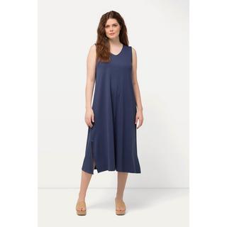 Ulla Popken  Jersey-Midikleid, V-Ausschnitt, ärmellos, Biobaumwolle 