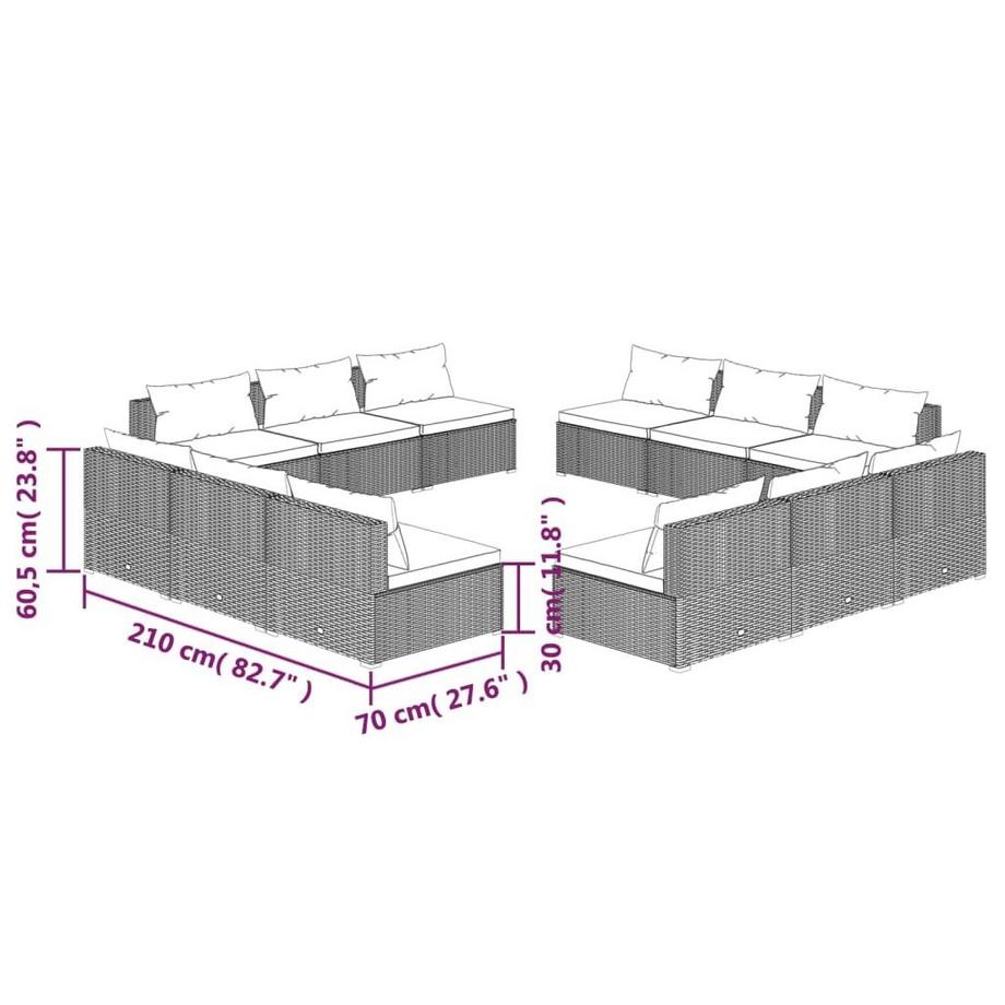 VidaXL Garten-lounge-set poly-rattan  