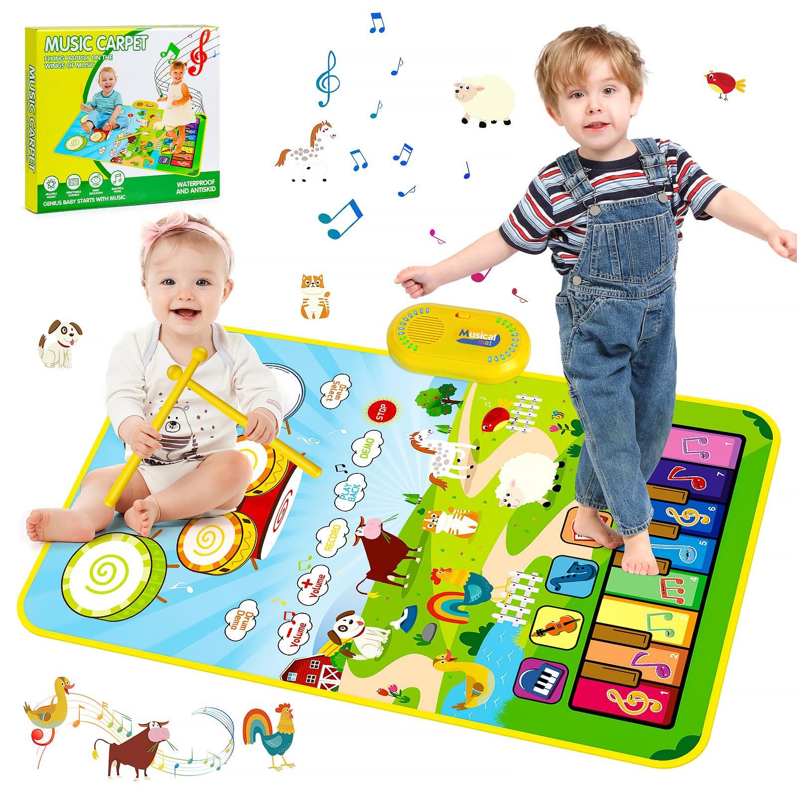 Activity-board  Jouet pour bébé, piano musical 3 en 1 et tapis de tambour avec sons d'animaux 