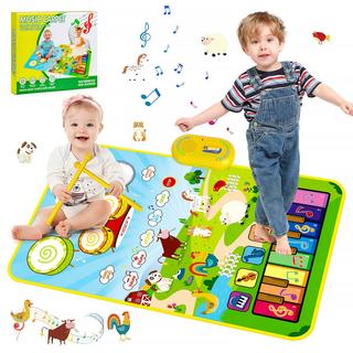 Activity-board  Babyspielzeug, 3 in 1 Kleinkind-Musikklavier & Trommelmatte mit Tiergeräuschen 