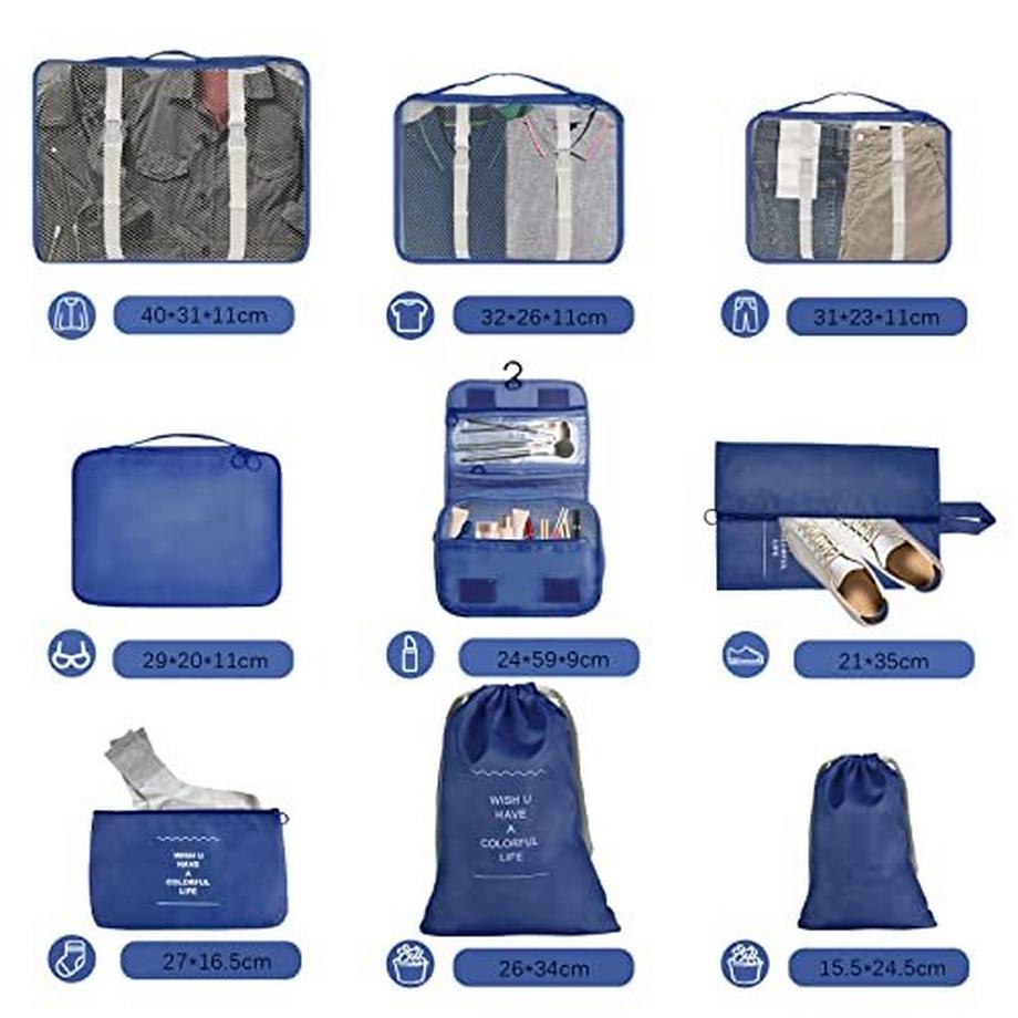 Only-bags.store  Travel Suitcase Organizer Set 9-teilige Packwürfel 