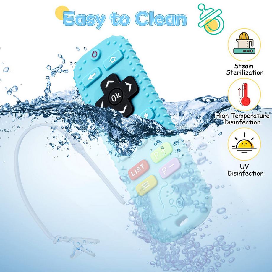 Activity-board  Baby-Fernbedienung Beißring, Silikon Beißhilfe Baby BPA-frei mit Baby Schnuller Kette Silikon 