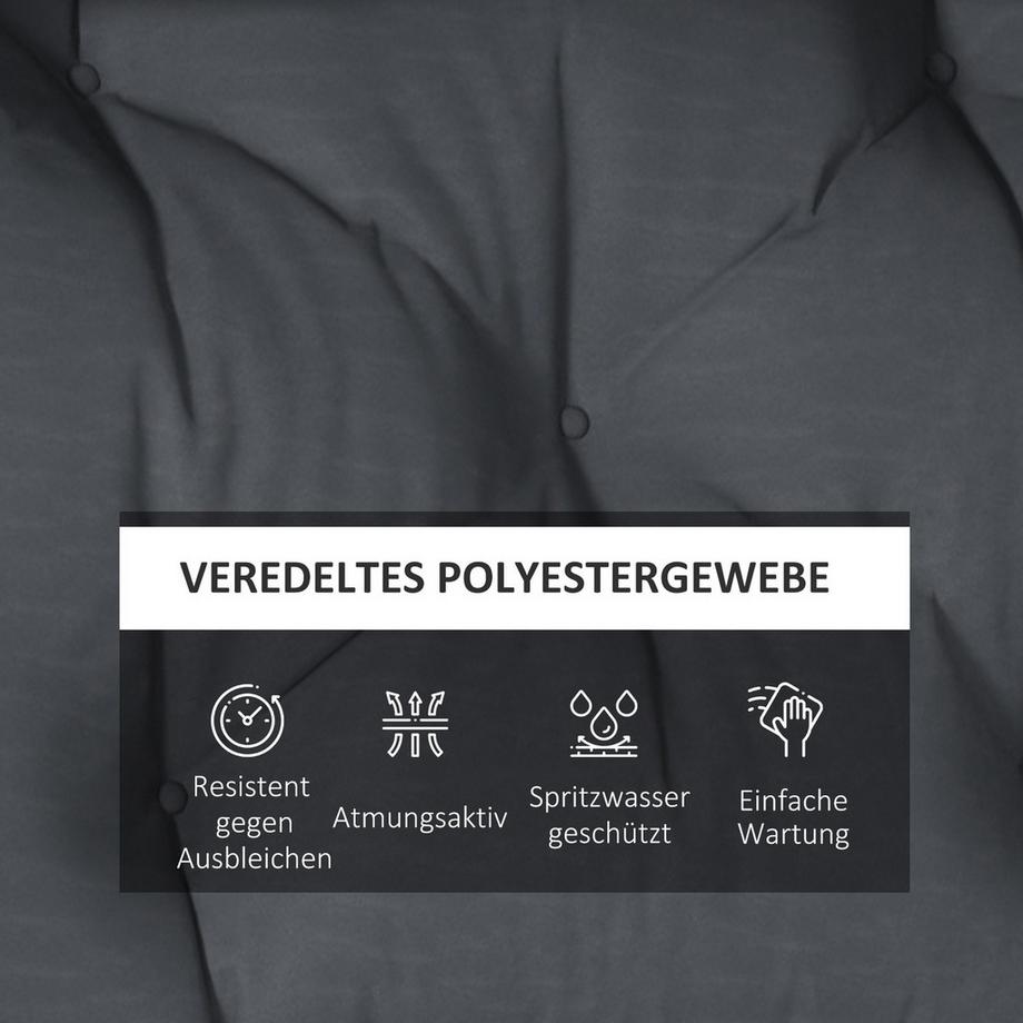 Northio Set di 2 cuscini per pallet, cuscini per sedili con protezione UV, cuscino per panca per panca da giardino, cuscino imbottito grigio scuro, comodo per uso esterno  