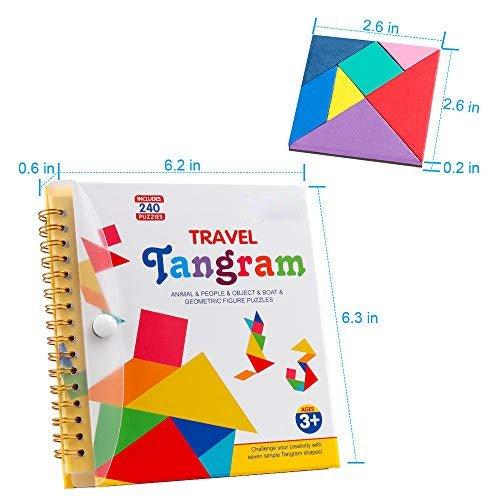 Activity-board  Puzzle Tangram de voyage avec 3 Tangram magnétiques - Tangos de voyage sur la route - Jeux de dissection avec solution 