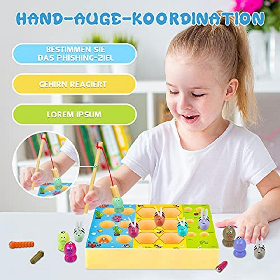 Activity-board  3 in 1 Motorikspielzeug Magnetisches Angelspiel, Spiele 