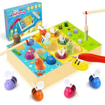 Jouet d'activité motrice 3 en 1 Jeu de pêche magnétique, jeux