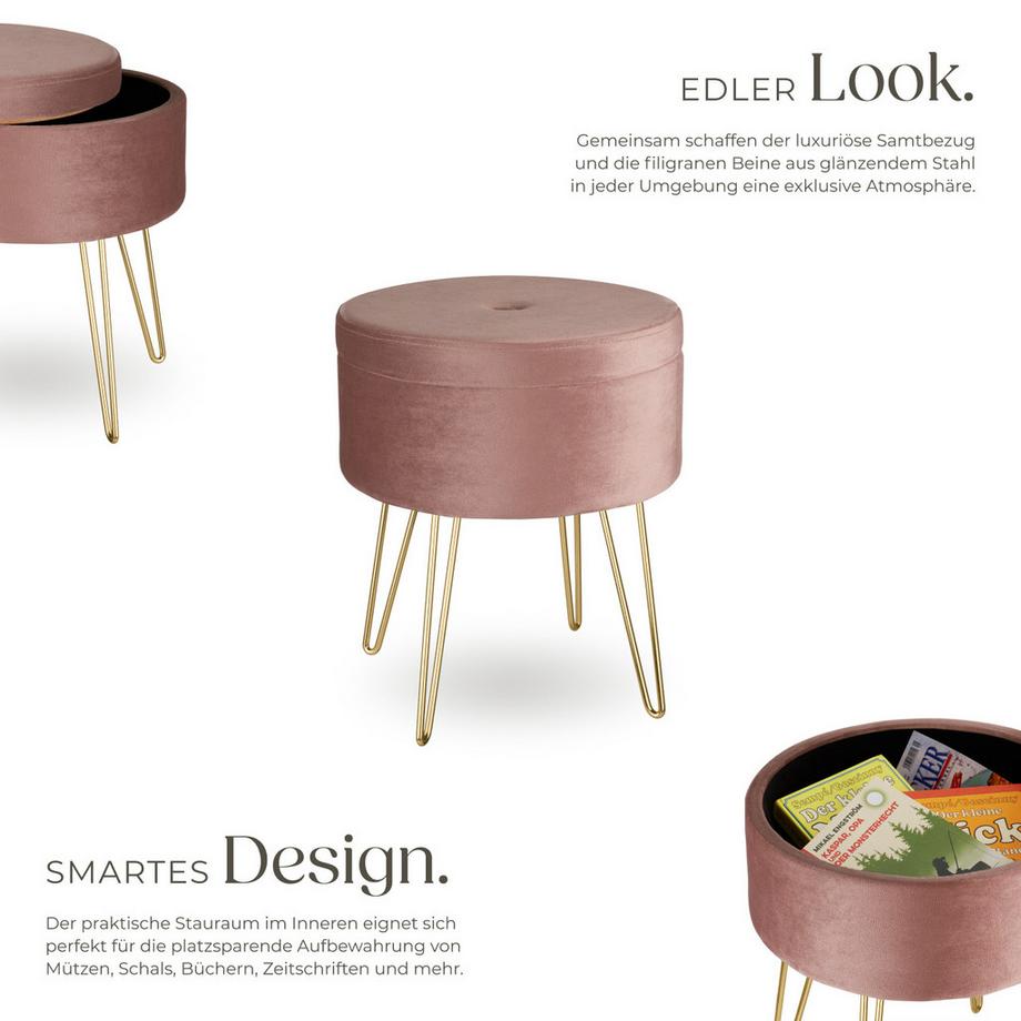 Tectake Sgabello contenitore Ava Rotondo  