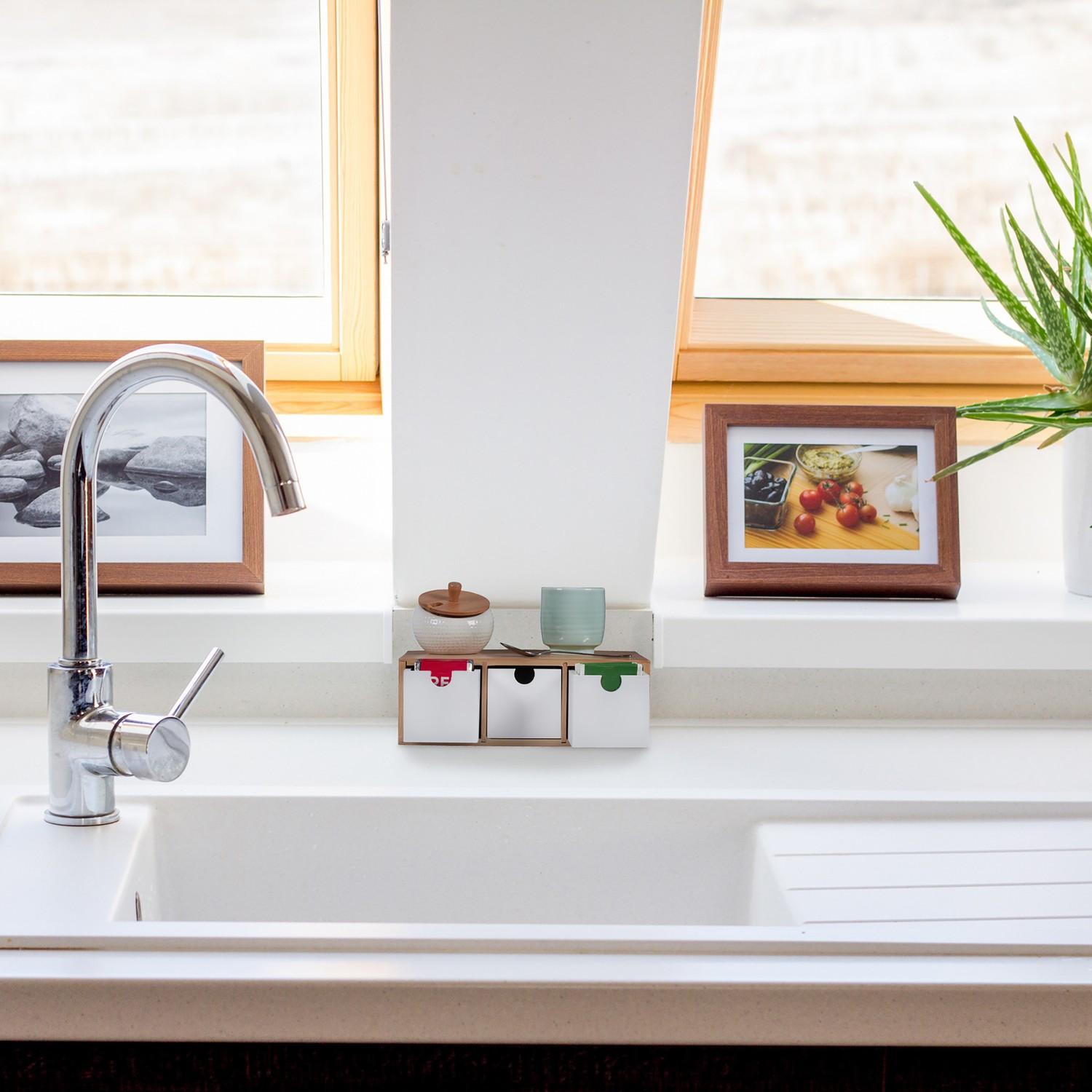 B2X Schubladenbox aus Bambus & MDF 3 Fächer  