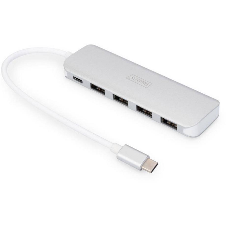 USB 3.1 Type-C USB Hub, 4+1-Port, 5Gbit/s, 4x USB-A 3.0, 1x USB-C PD