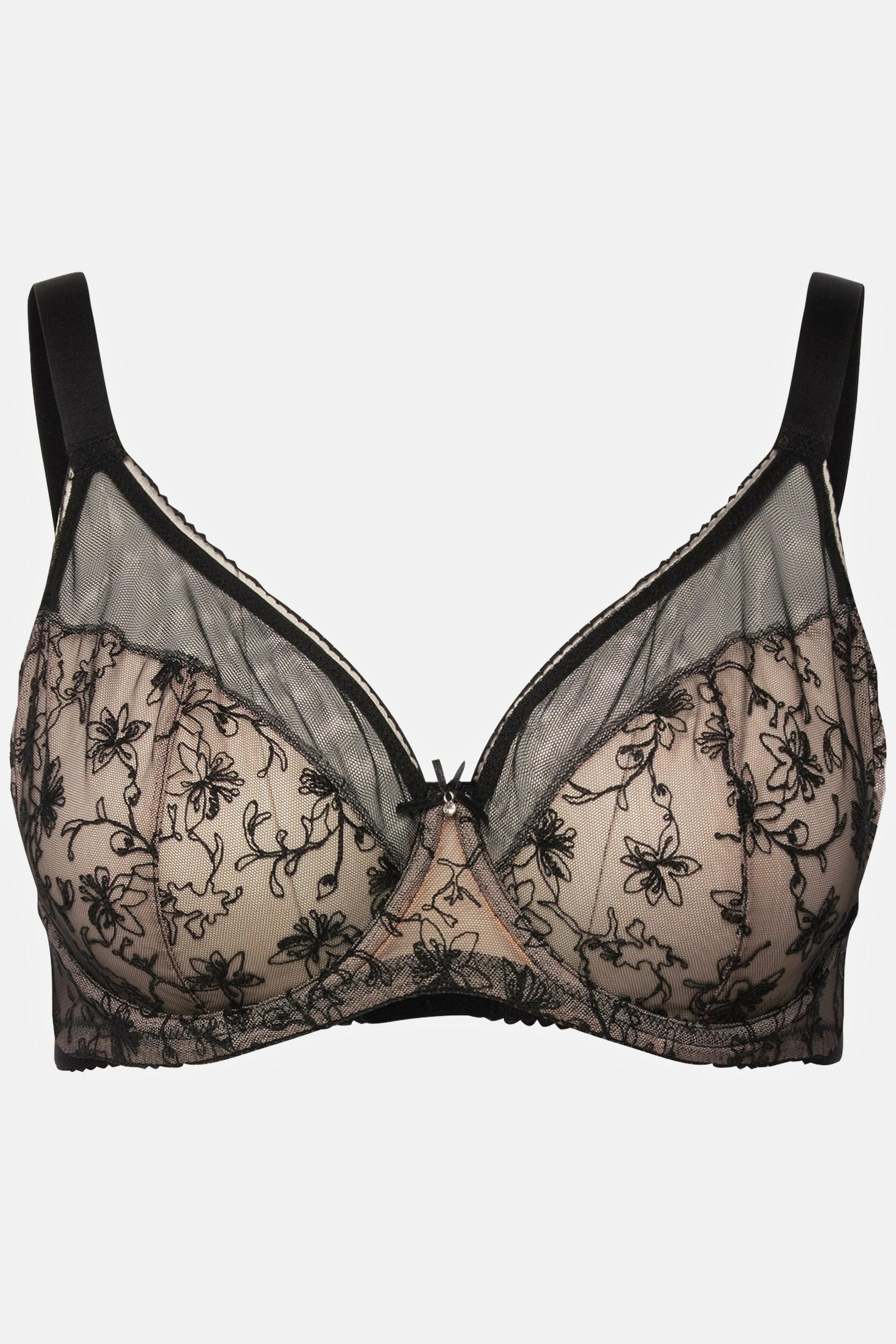 Ulla Popken  Reggiseno con ferretto, pizzo, mesh e coppa C-D 