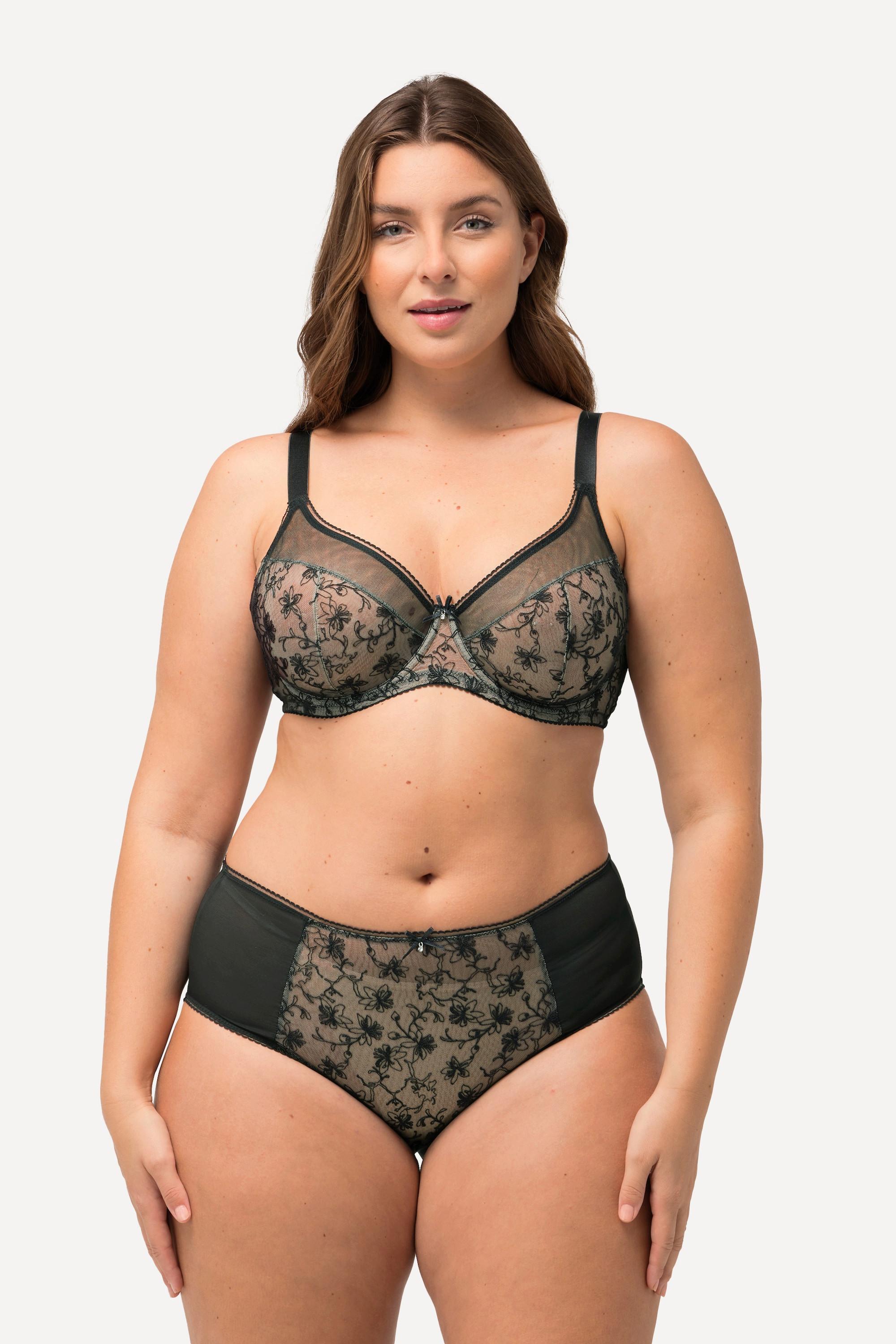 Ulla Popken  Reggiseno con ferretto, pizzo, mesh e coppa C-D 