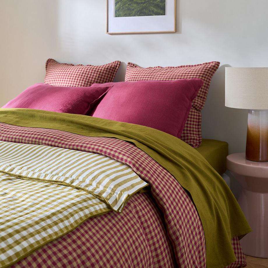 La Redoute Intérieurs Acélie Housse de couette en lin lavé Bordeaux  