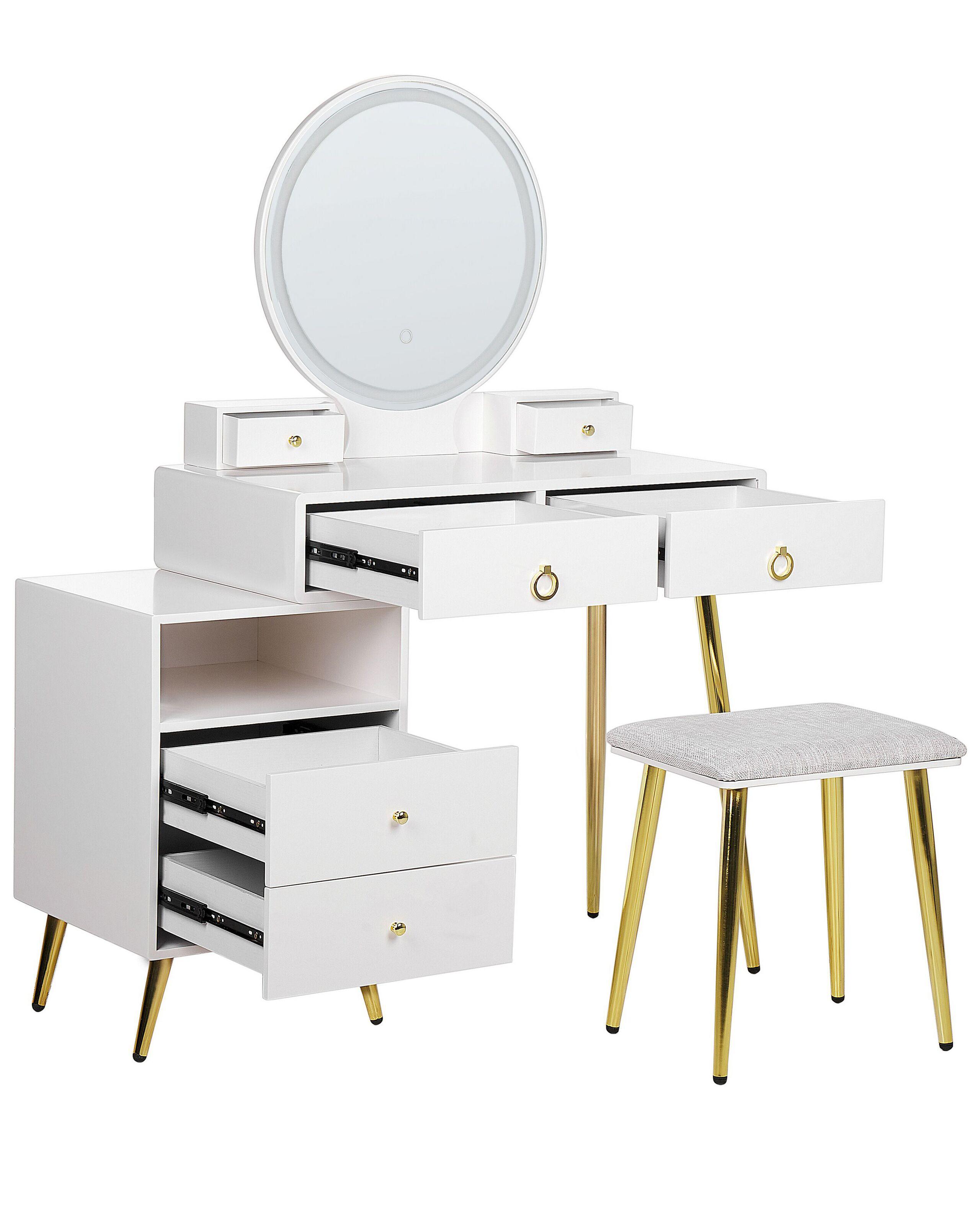 Beliani  Coiffeuse avec miroir et tabouret en MDF Glamour YVES 