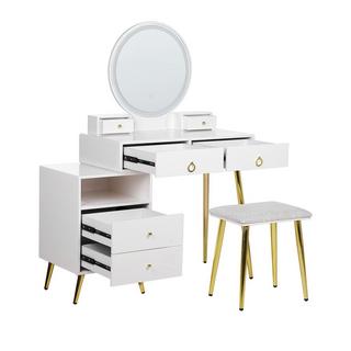 Beliani  Coiffeuse avec miroir et tabouret en MDF Glamour YVES 