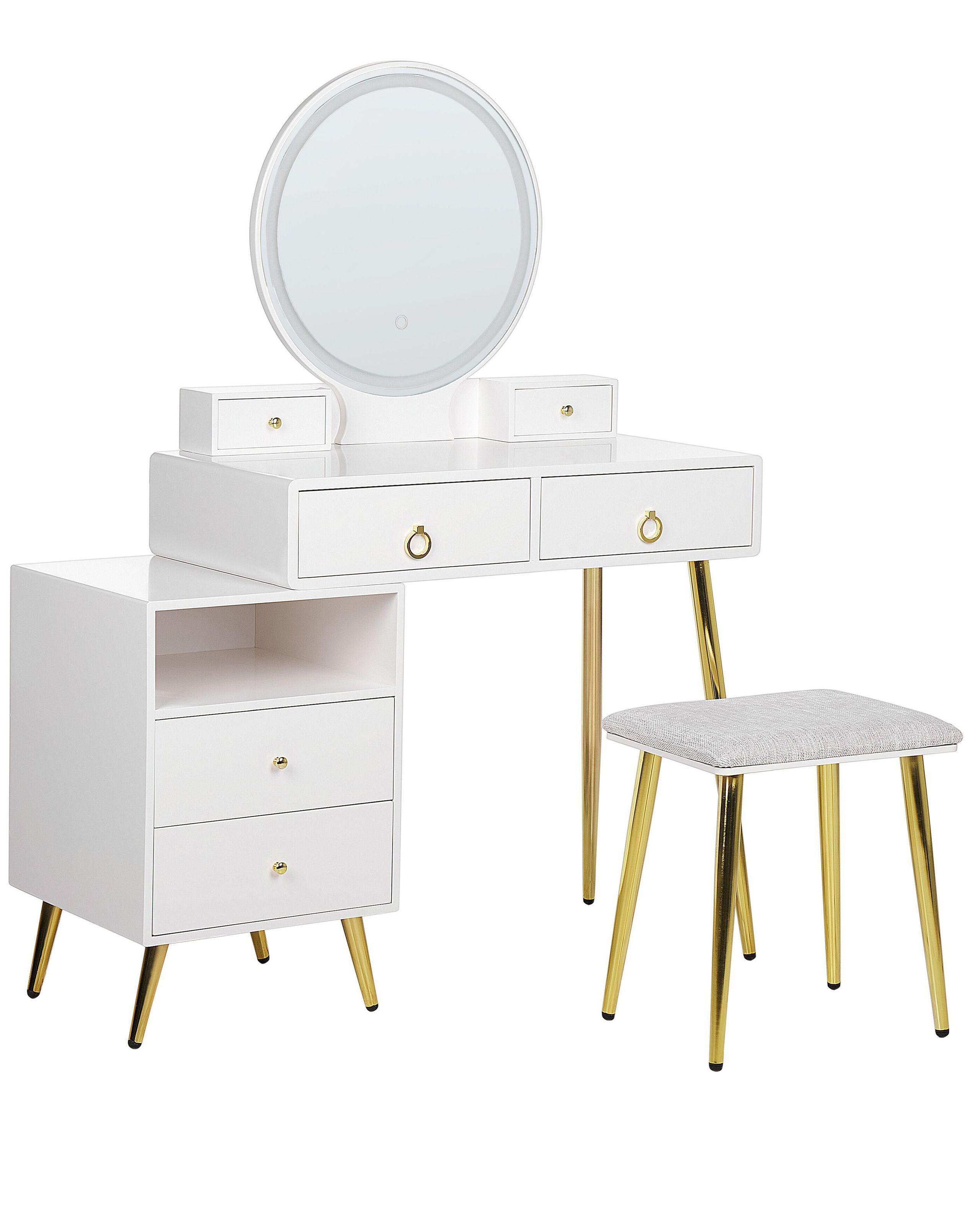 Beliani  Coiffeuse avec miroir et tabouret en MDF Glamour YVES 