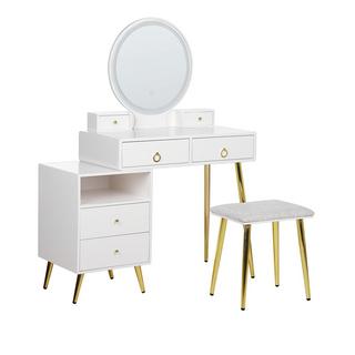 Beliani  Coiffeuse avec miroir et tabouret en MDF Glamour YVES 