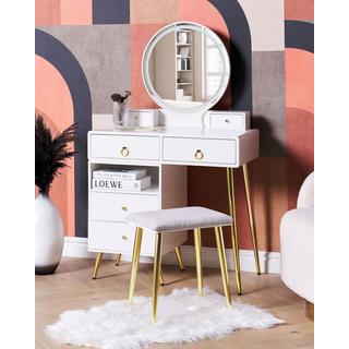 Beliani  Coiffeuse avec miroir et tabouret en MDF Glamour YVES 