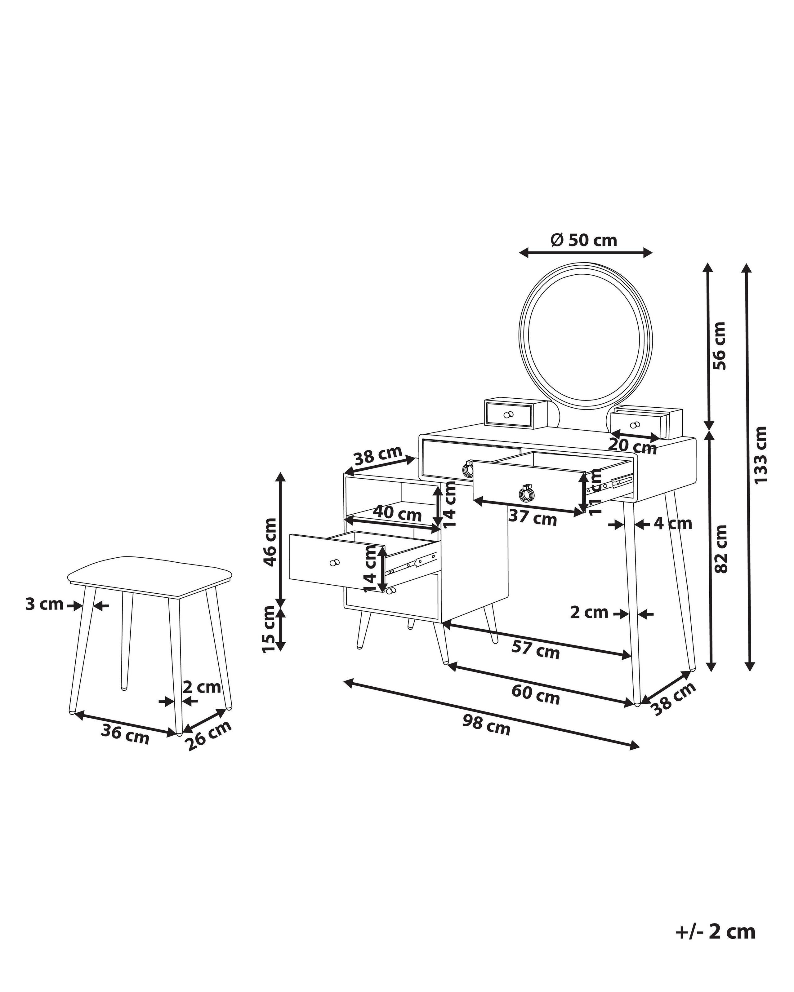 Beliani  Coiffeuse avec miroir et tabouret en MDF Glamour YVES 